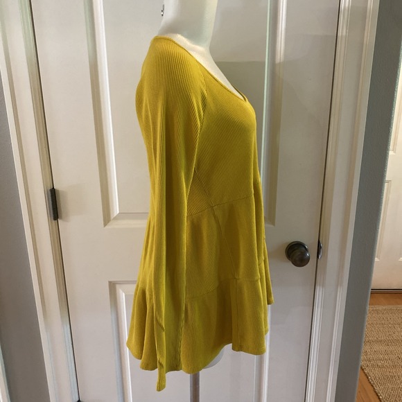 ANTHROPOLOGIE Maeve Mustard Yellow Tiered Long Sleeve Ribbed Top // M‎ - Picture 6 of 13